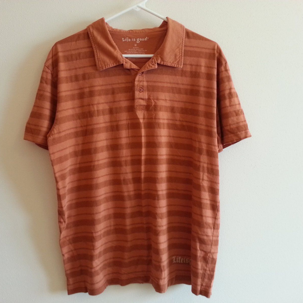 Life Is Good orange short sleeve polo - mens M